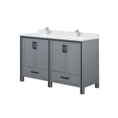 Dark Grey Double Bath Vanity 60 in. W x 22 in. D, White Quartz Top and Faucet Set