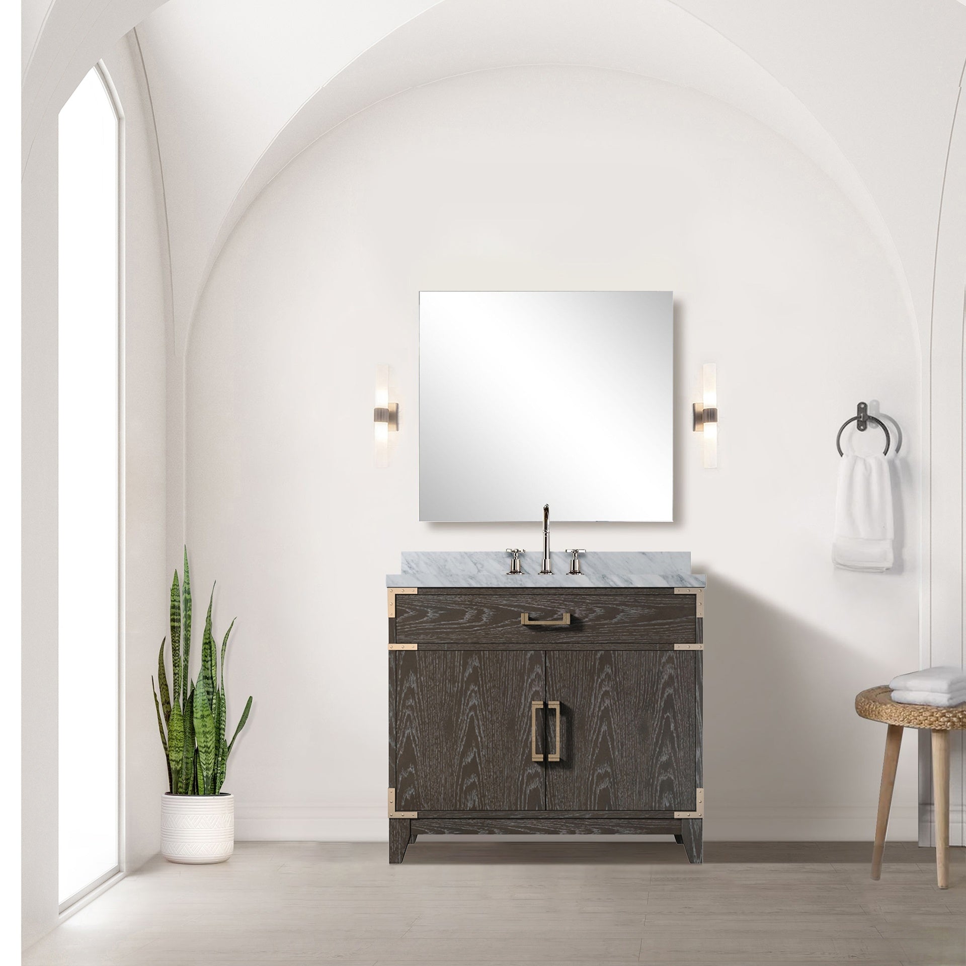 Brown Oak Single Bath Vanity 36 in. W x 22 in. D