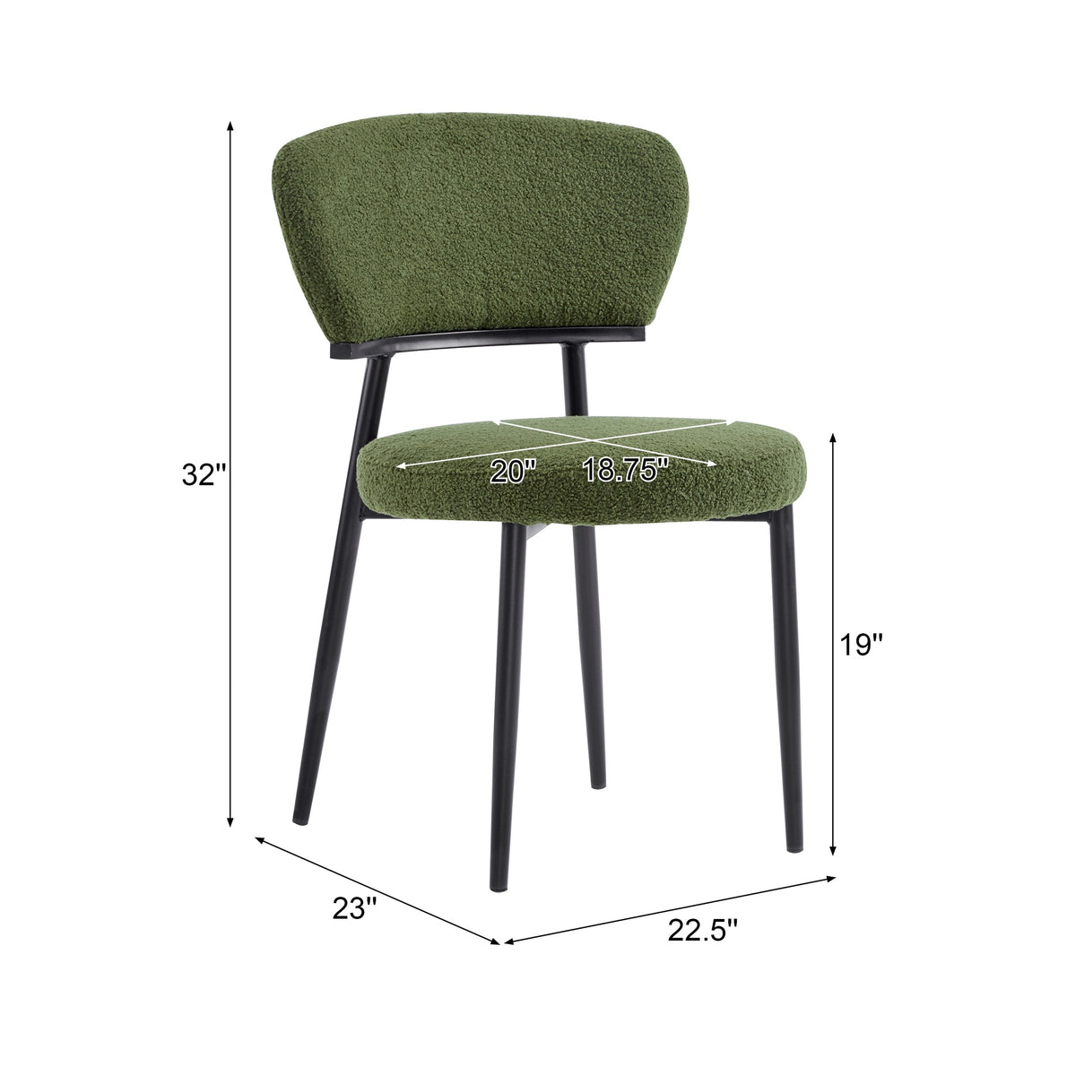 Upholstered Dinning Chair Set of 2-Green