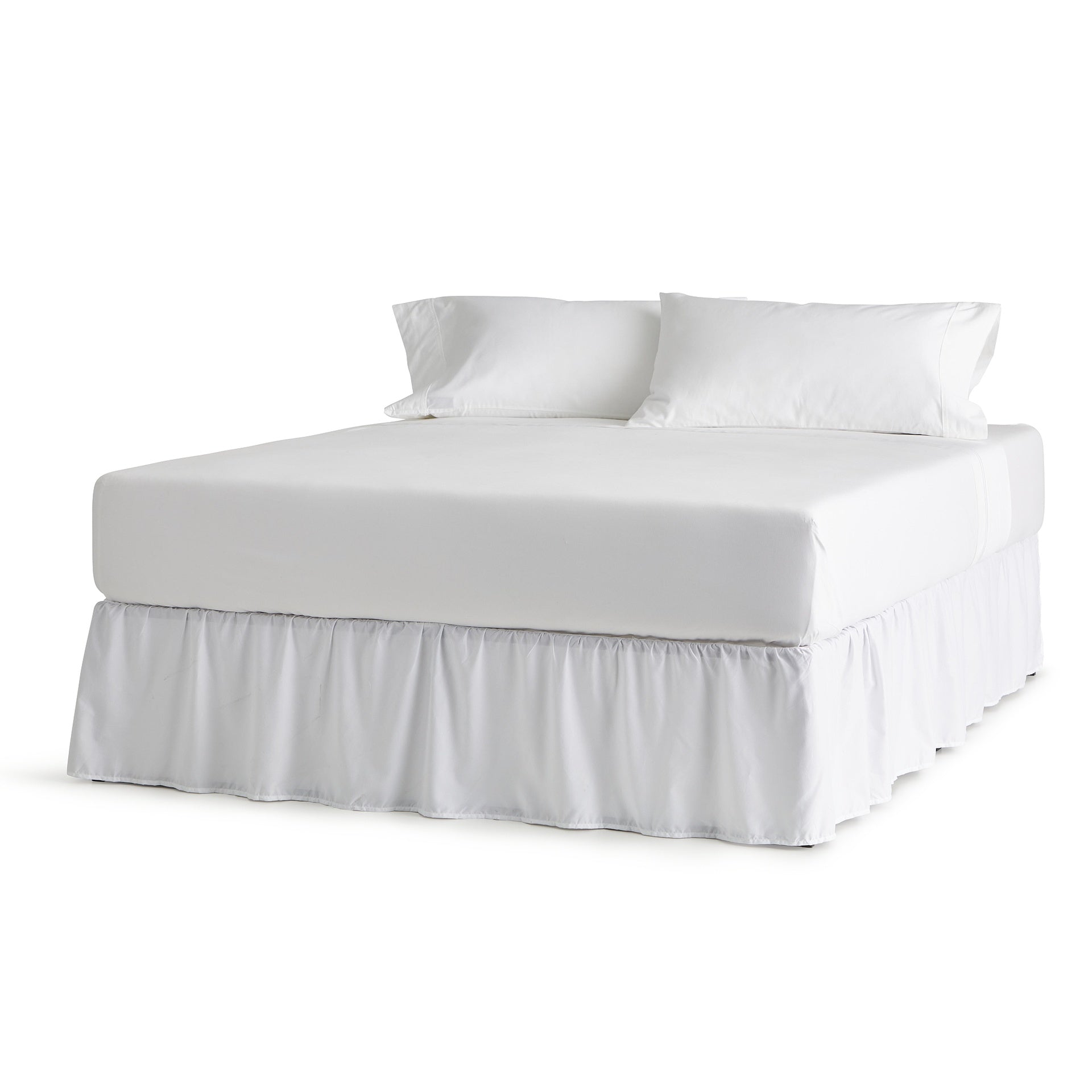 Linenspa 80gsm Microfiber Ruffle Bed Skirt, Cal King, White