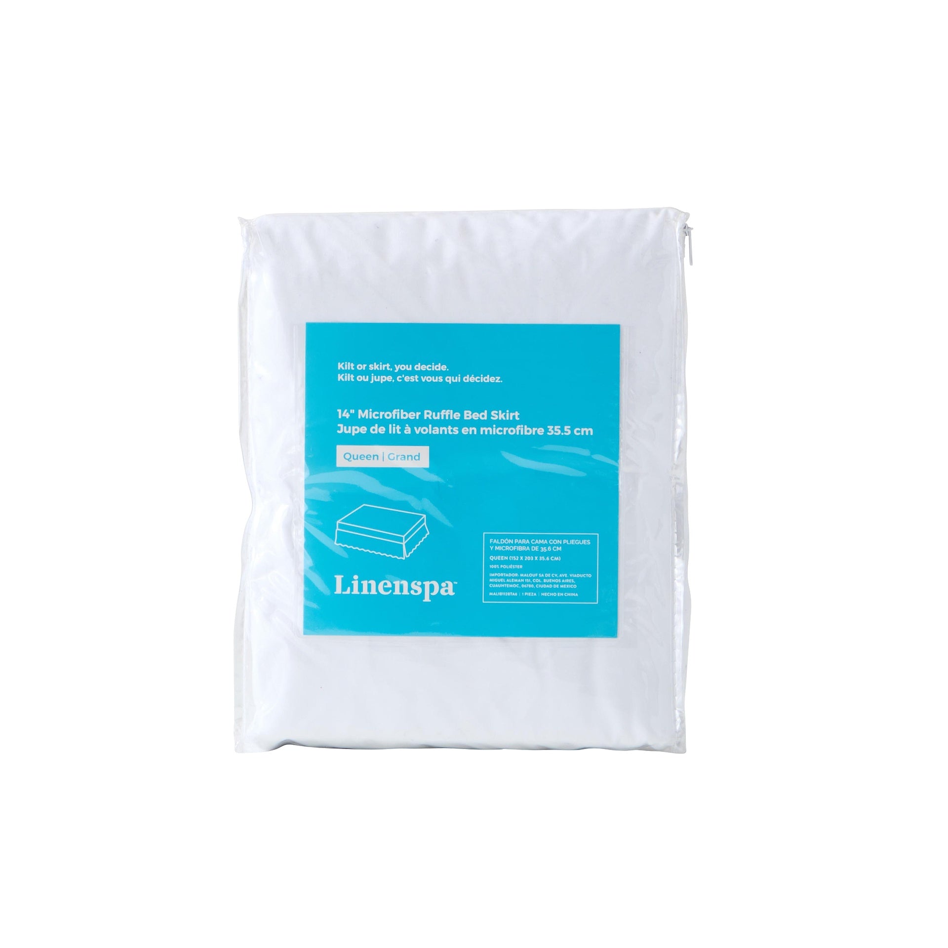 Linenspa 80gsm Microfiber Ruffle Bed Skirt, Cal King, White