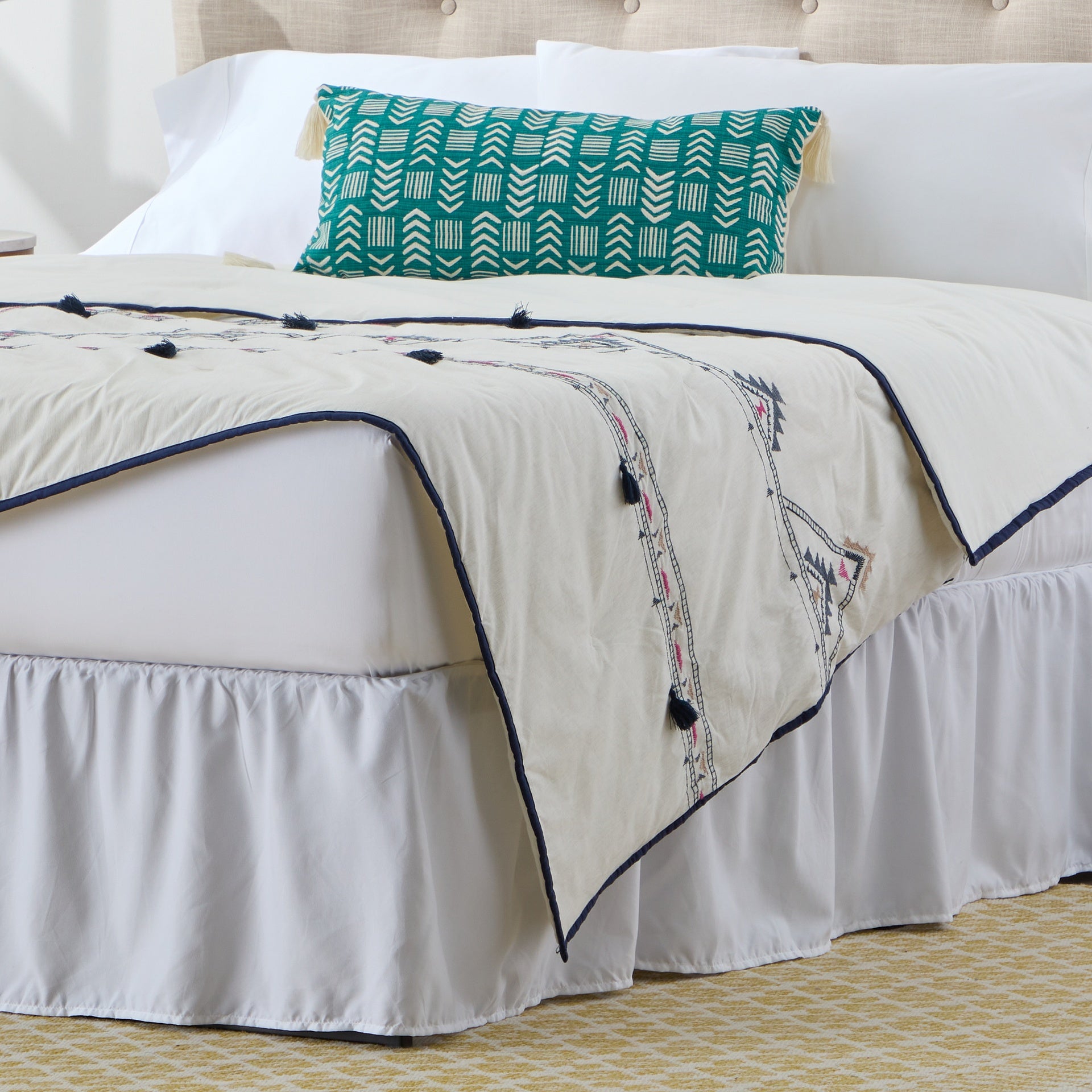 Linenspa 80gsm Microfiber Ruffle Bed Skirt, Cal King, White