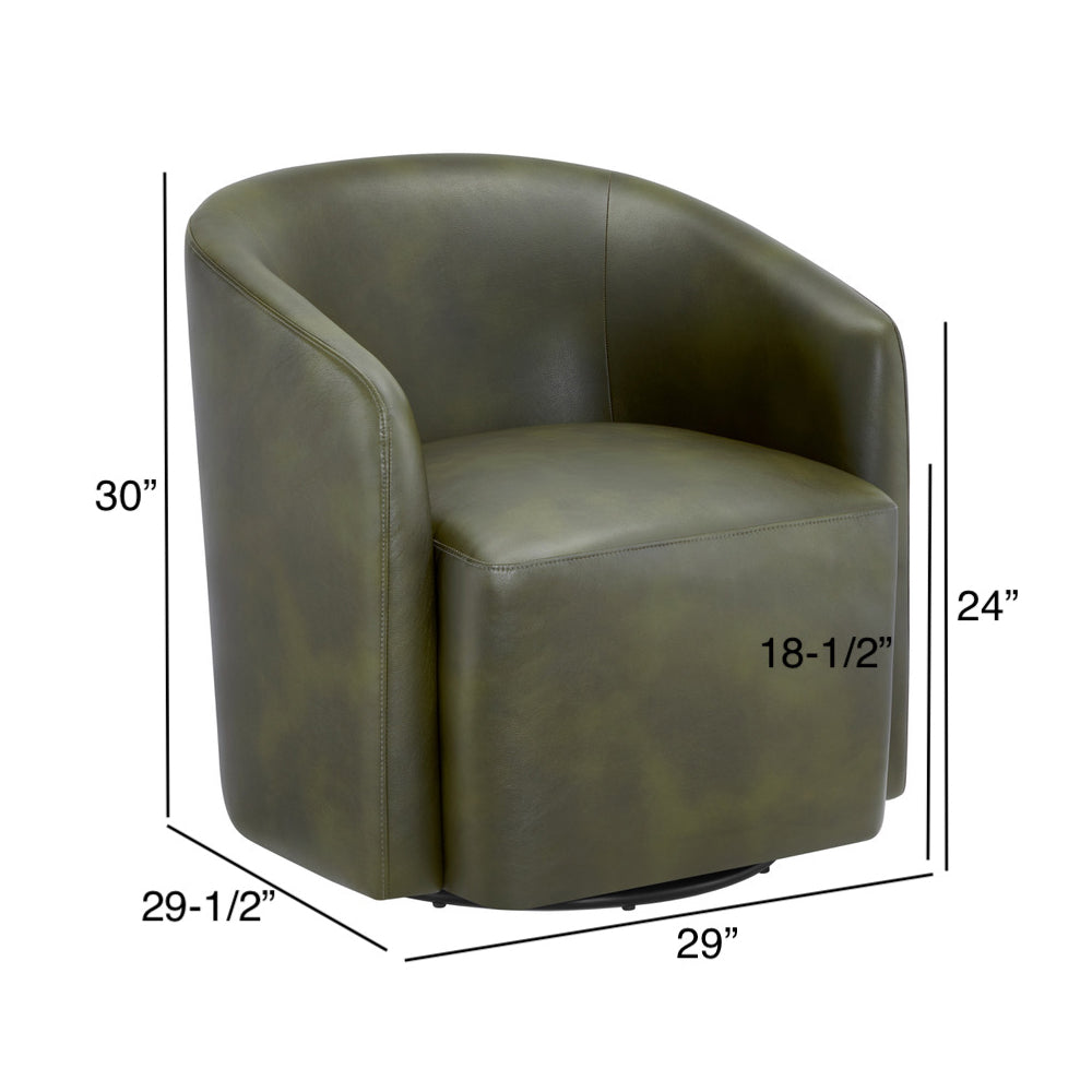 Ardena Fern Green Faux Leather Swivel Barrel Chair