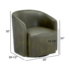 Ardena Fern Green Faux Leather Swivel Barrel Chair