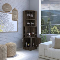 Syrah Corner Bar Cabinet, Two External Shelves Espresso