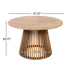 Patio Set Outdoor Acacia Wood Furniture Sets- Braided Dining Chairs Leisure Sets with Patio Dining Table for Garden, Patio & Deck (Teak Look & White Rope)