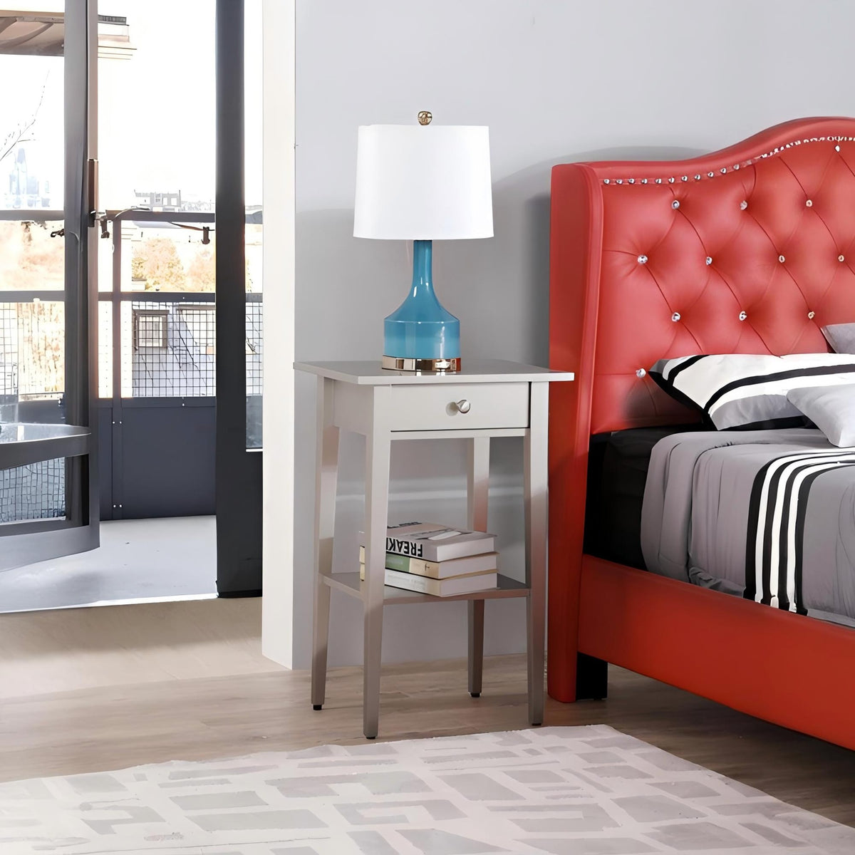 Dalton G034-N Nightstand , Silver Champagne