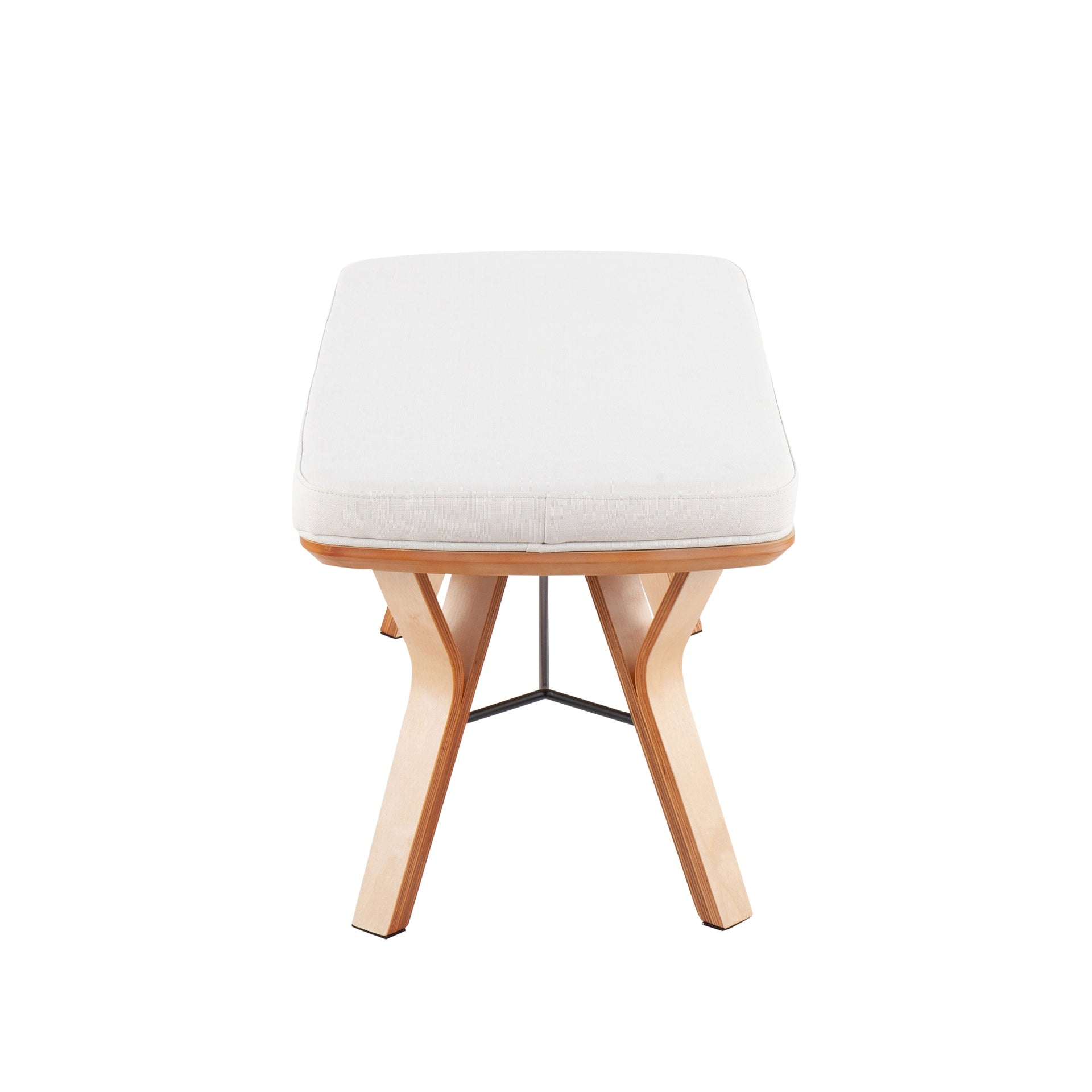 Folia Mid-Century Modern Bench in Natural Wood and Cream Fabric by LumiSource