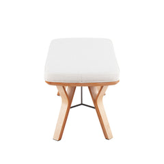 Folia Mid-Century Modern Bench in Natural Wood and Cream Fabric by LumiSource