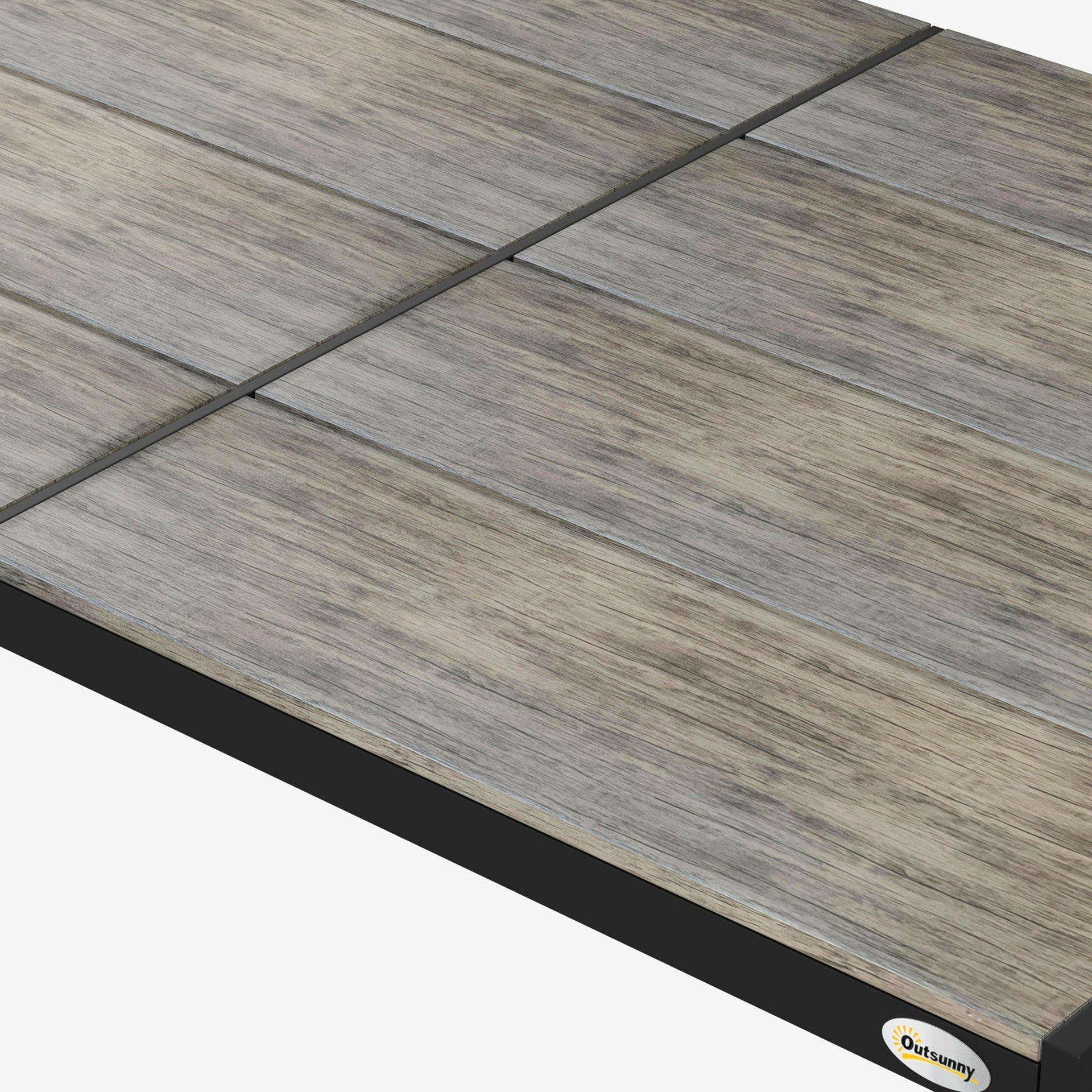 Outsunny Outdoor Dining Table for 6 People, Aluminum Rectangular Patio Table with Faux Wood Tabletop for Backyard, Lawn, Balcony,  Poolside, 55" x 35.5", Gray