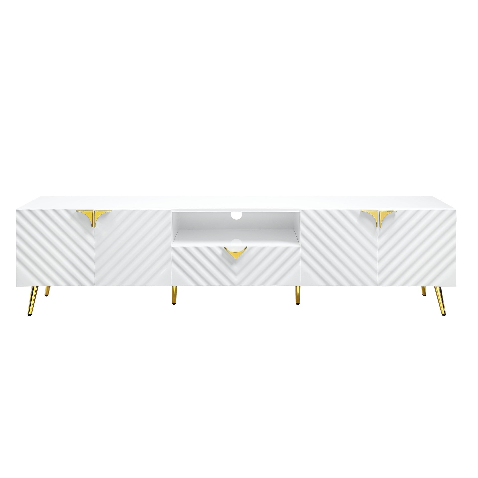 Gaines White High Gloss Finish TV Stand