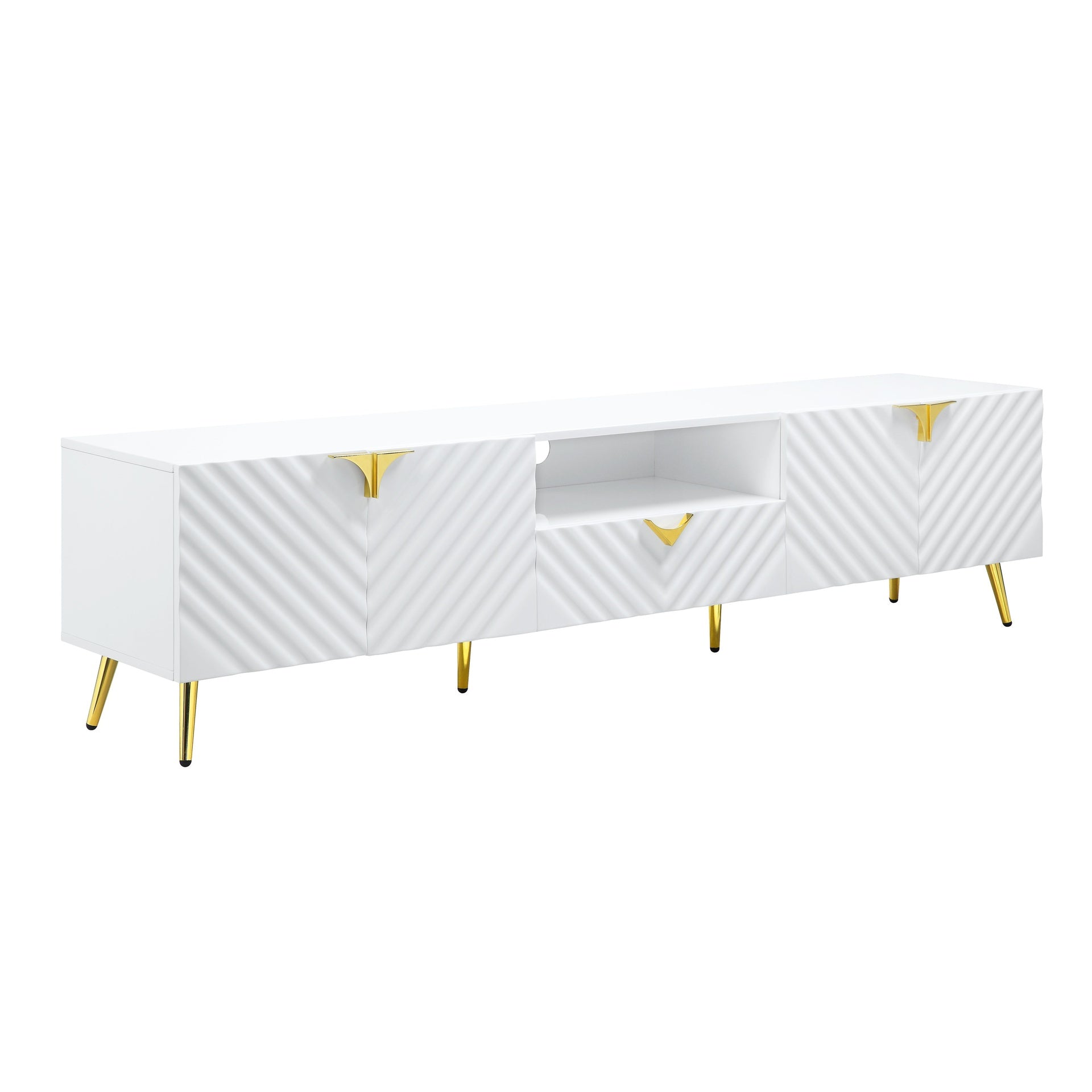 Gaines White High Gloss Finish TV Stand