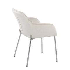 Daniella Contemporary Dining Chair in Chrome Metal and Cream Velvet by LumiSource - Set of 2