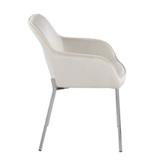 Daniella Contemporary Dining Chair in Chrome Metal and Cream Velvet by LumiSource - Set of 2
