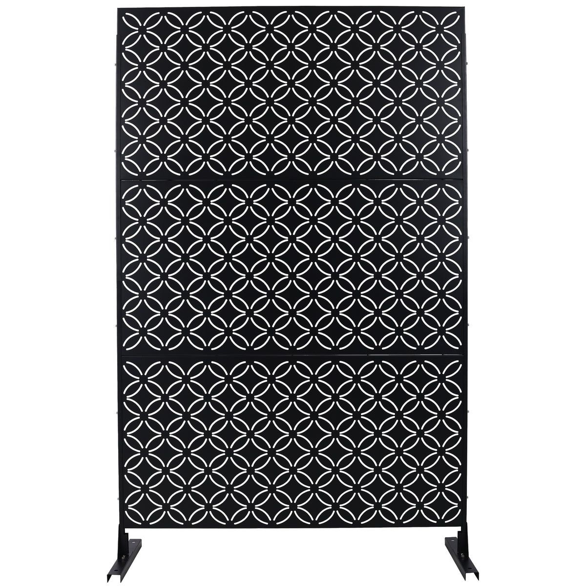 Outdoor & Indoor Privacy Screen Metal Privacy Screen 76" H×48" W, Freestanding Decorative Privacy Screen for Deck Balcony Patio, Privacy Fence Panels for Outside Lawn Garden PS107 BLACK