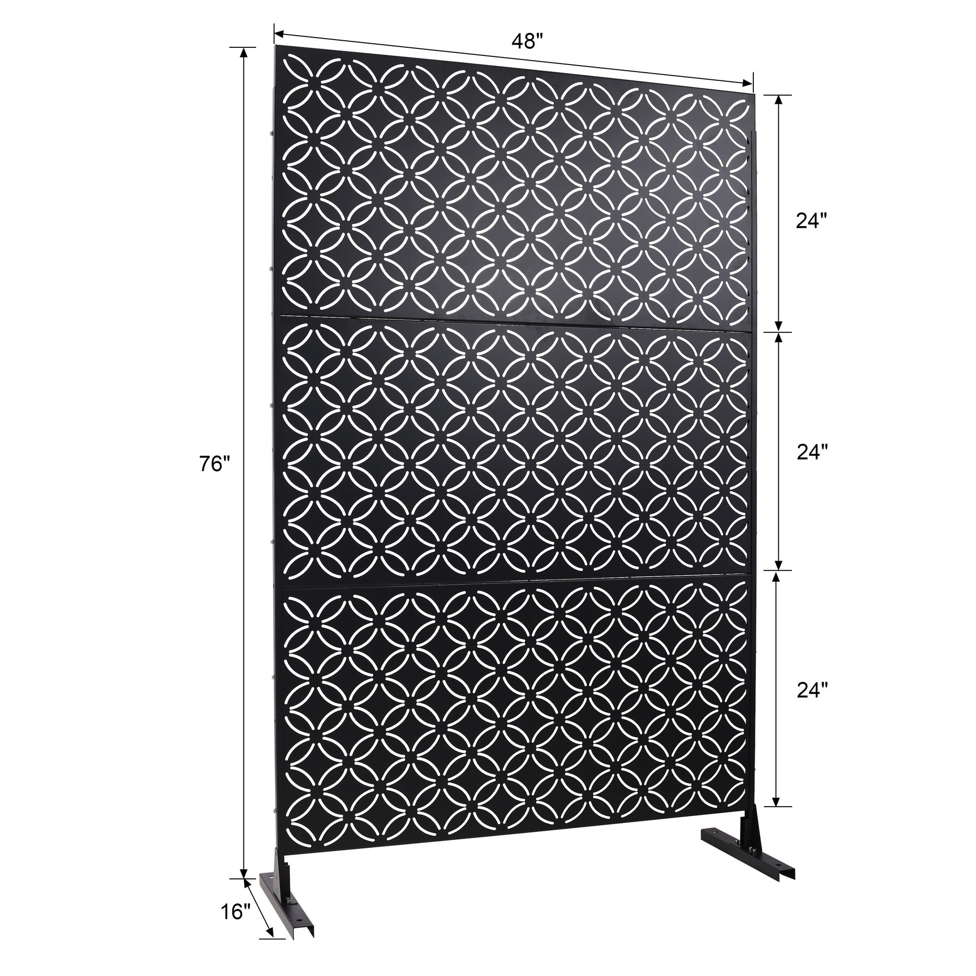 Outdoor & Indoor Privacy Screen Metal Privacy Screen 76" H×48" W, Freestanding Decorative Privacy Screen for Deck Balcony Patio, Privacy Fence Panels for Outside Lawn Garden PS107 BLACK