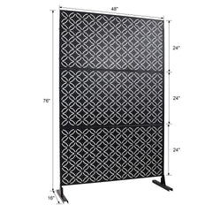Outdoor & Indoor Privacy Screen Metal Privacy Screen 76" H×48" W, Freestanding Decorative Privacy Screen for Deck Balcony Patio, Privacy Fence Panels for Outside Lawn Garden PS107 BLACK