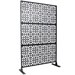 Outdoor & Indoor Privacy Screen Metal Privacy Screen 76" H×48" W, Freestanding Decorative Privacy Screen for Deck Balcony Patio, Privacy Fence Panels for Outside Lawn Garden PS106 BLACK