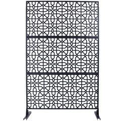 Outdoor & Indoor Privacy Screen Metal Privacy Screen 76" H×48" W, Freestanding Decorative Privacy Screen for Deck Balcony Patio, Privacy Fence Panels for Outside Lawn Garden PS106 BLACK