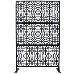 Outdoor & Indoor Privacy Screen Metal Privacy Screen 76" H×48" W, Freestanding Decorative Privacy Screen for Deck Balcony Patio, Privacy Fence Panels for Outside Lawn Garden PS106 BLACK