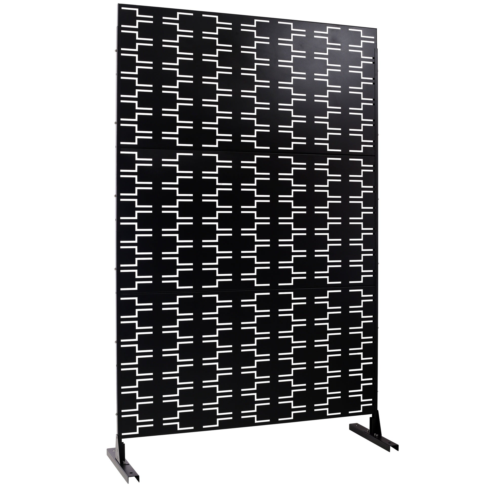 Outdoor & Indoor Privacy Screen Metal Privacy Screen 76" H×48" W, Freestanding Decorative Privacy Screen for Deck Balcony Patio, Privacy Fence Panels for Outside Lawn Garden PS112 BLACK