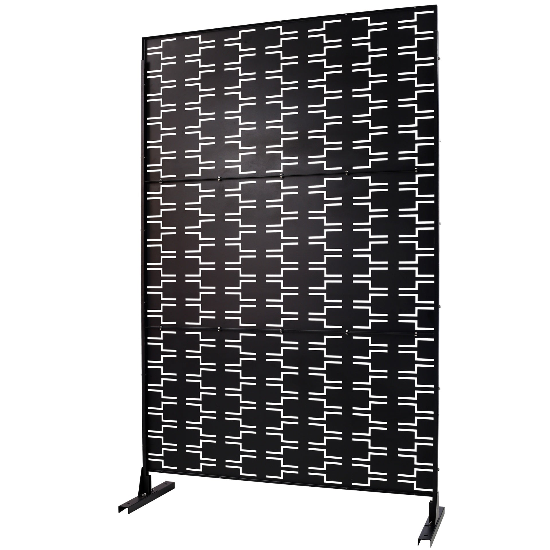 Outdoor & Indoor Privacy Screen Metal Privacy Screen 76" H×48" W, Freestanding Decorative Privacy Screen for Deck Balcony Patio, Privacy Fence Panels for Outside Lawn Garden PS112 BLACK