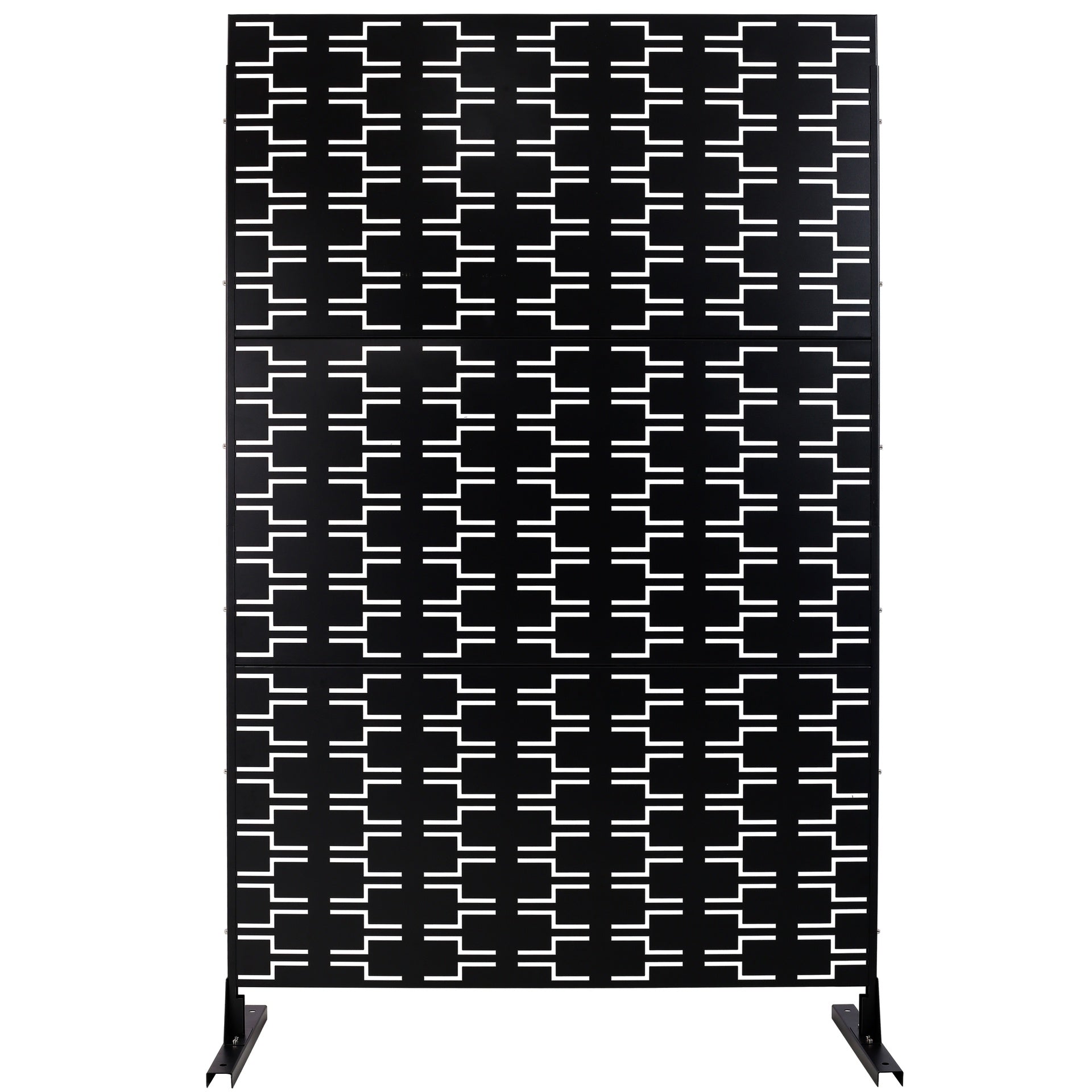 Outdoor & Indoor Privacy Screen Metal Privacy Screen 76" H×48" W, Freestanding Decorative Privacy Screen for Deck Balcony Patio, Privacy Fence Panels for Outside Lawn Garden PS112 BLACK