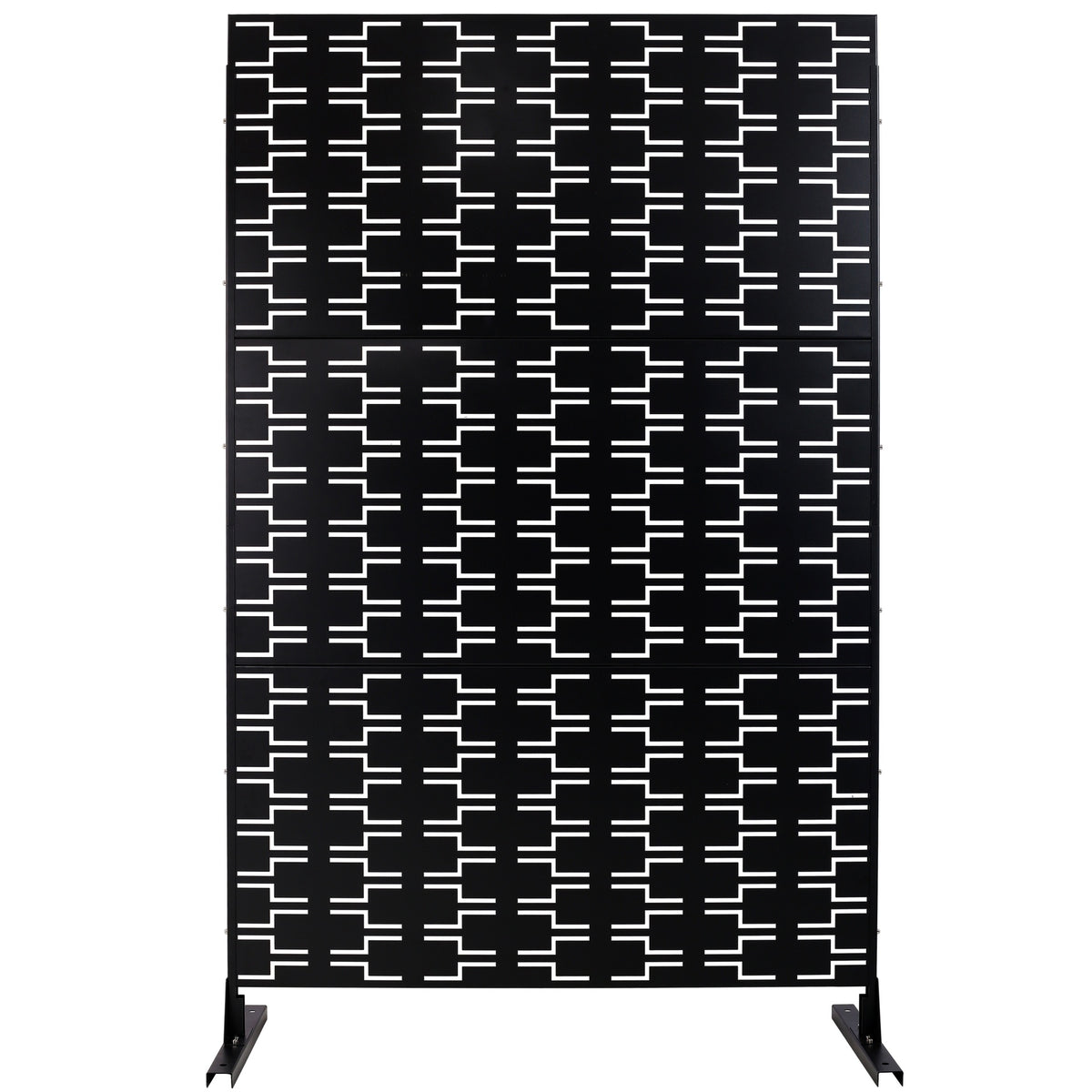 Outdoor & Indoor Privacy Screen Metal Privacy Screen 76" H×48" W, Freestanding Decorative Privacy Screen for Deck Balcony Patio, Privacy Fence Panels for Outside Lawn Garden PS112 BLACK