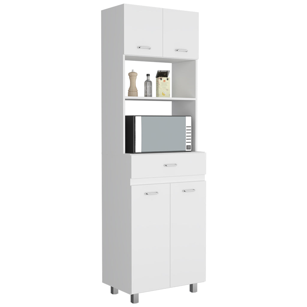 Microwave Double Door Cabinet, One Drawer, One Shelf For Microwave, White