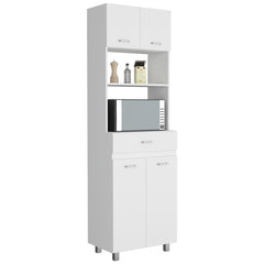 Microwave Double Door Cabinet, One Drawer, One Shelf For Microwave, White