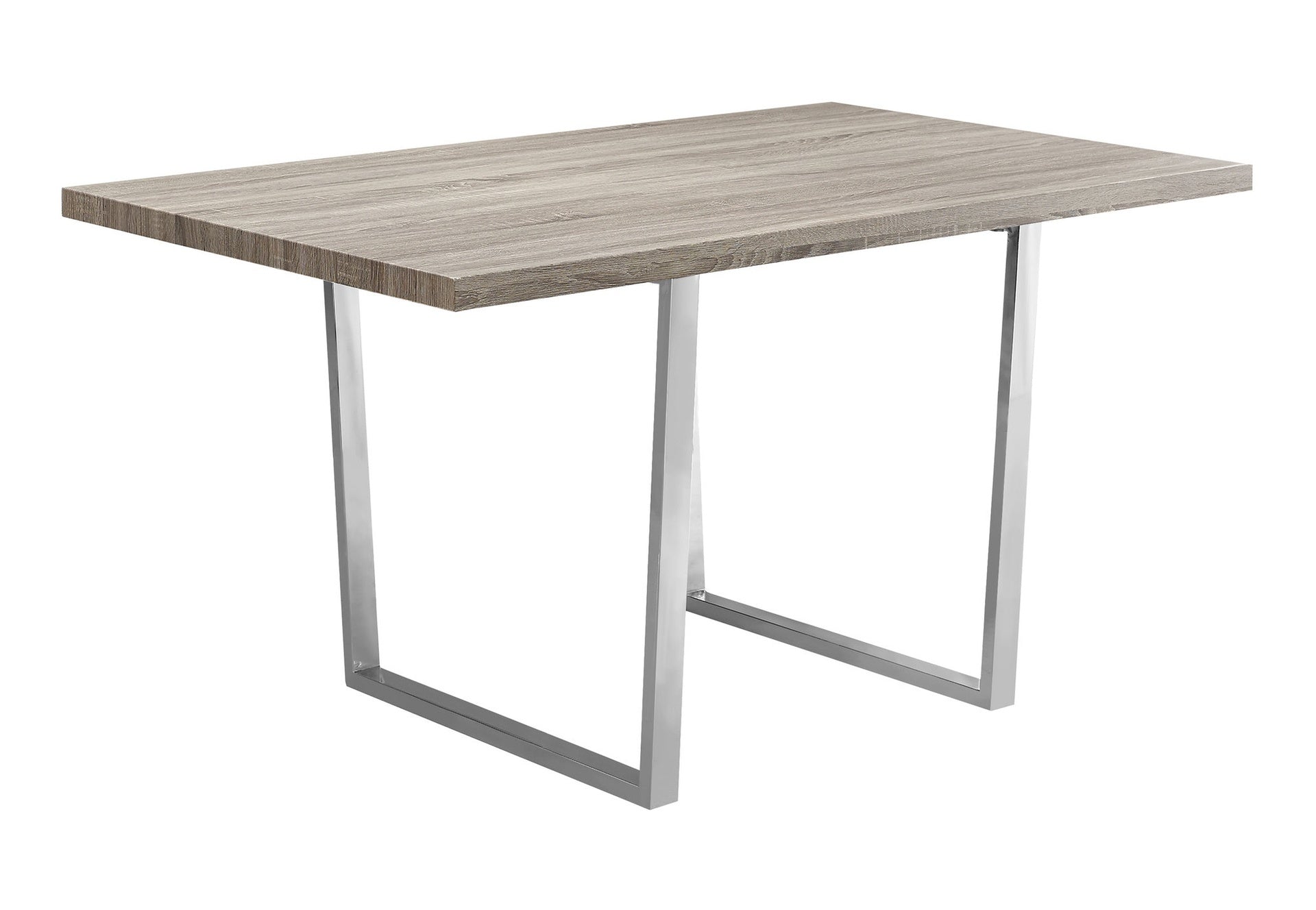 Dining Table, 60" Rectangular, Kitchen, Dining Room, Brown Laminate, Chrome Metal, Contemporary, Modern