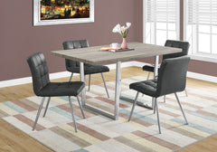 Dining Table, 60" Rectangular, Kitchen, Dining Room, Brown Laminate, Chrome Metal, Contemporary, Modern