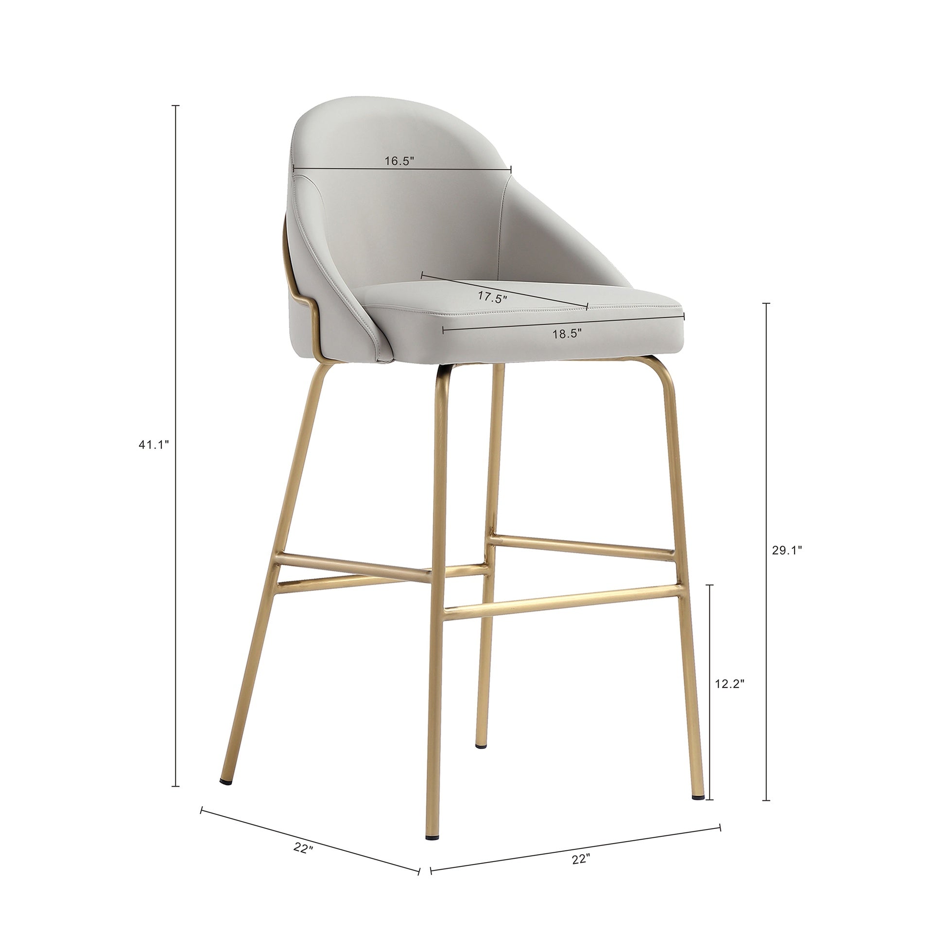 Barstool in Stone Gray and Gold