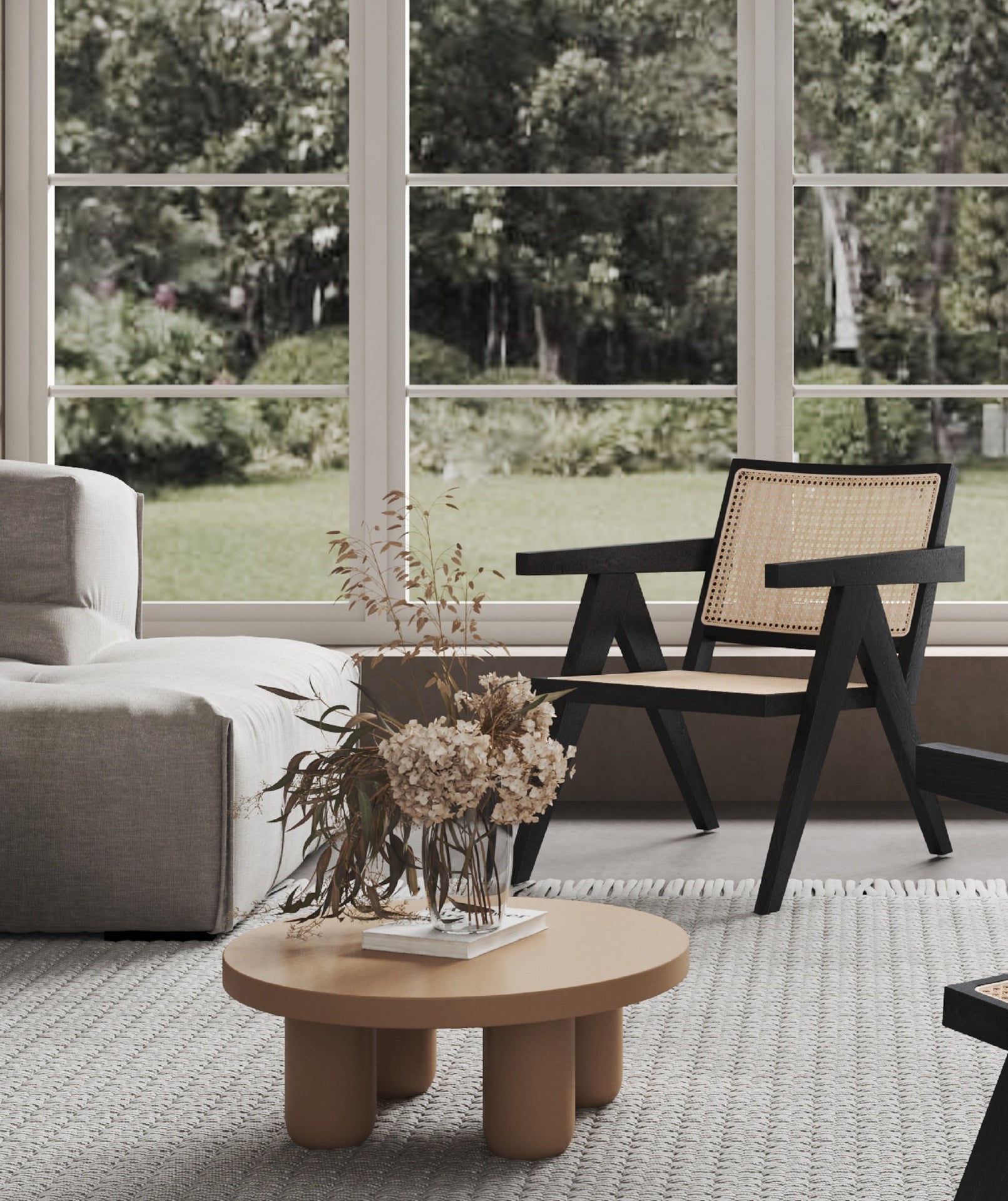 Accent Armchair in Black and Natural