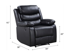 Eilbra Black Synthetic Leather Power Motion Recliner