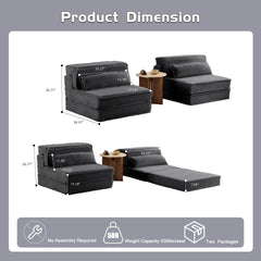 Compression Mahjong Sofa,Convertible Floor Sofa Bed,DIY Boneless Modular Sectional Sofa,No Assembly Required,Circle fleece fabric,Oversized 2 Seater with 2 Pillows,Dark-grey