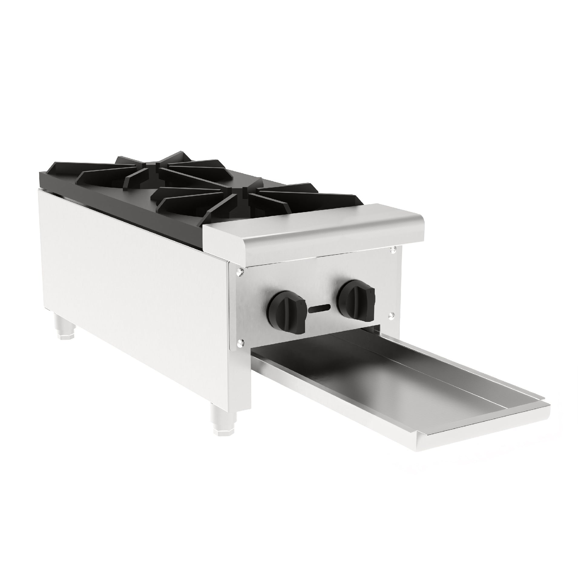 Commercial Gas Stove with 2 Burners, Propane and Natural Gas Countertop Cooking Stove Range, Stainless Steel Gas Hot Plate, Commercial Cooking Equipment for Restaurant, 56,000 BTU