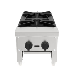 Commercial Gas Stove with 2 Burners, Propane and Natural Gas Countertop Cooking Stove Range, Stainless Steel Gas Hot Plate, Commercial Cooking Equipment for Restaurant, 56,000 BTU