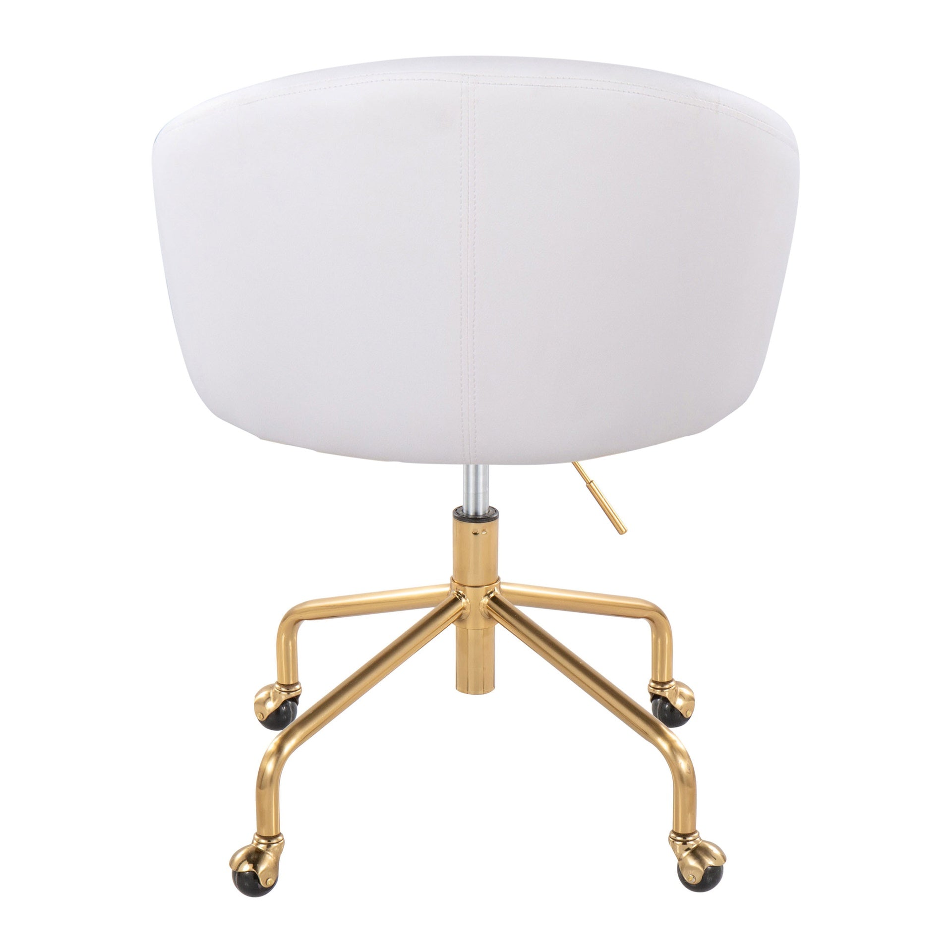 Claire Contemporary/Glam Task Chair in Gold Metal and White Faux Leather by LumiSource