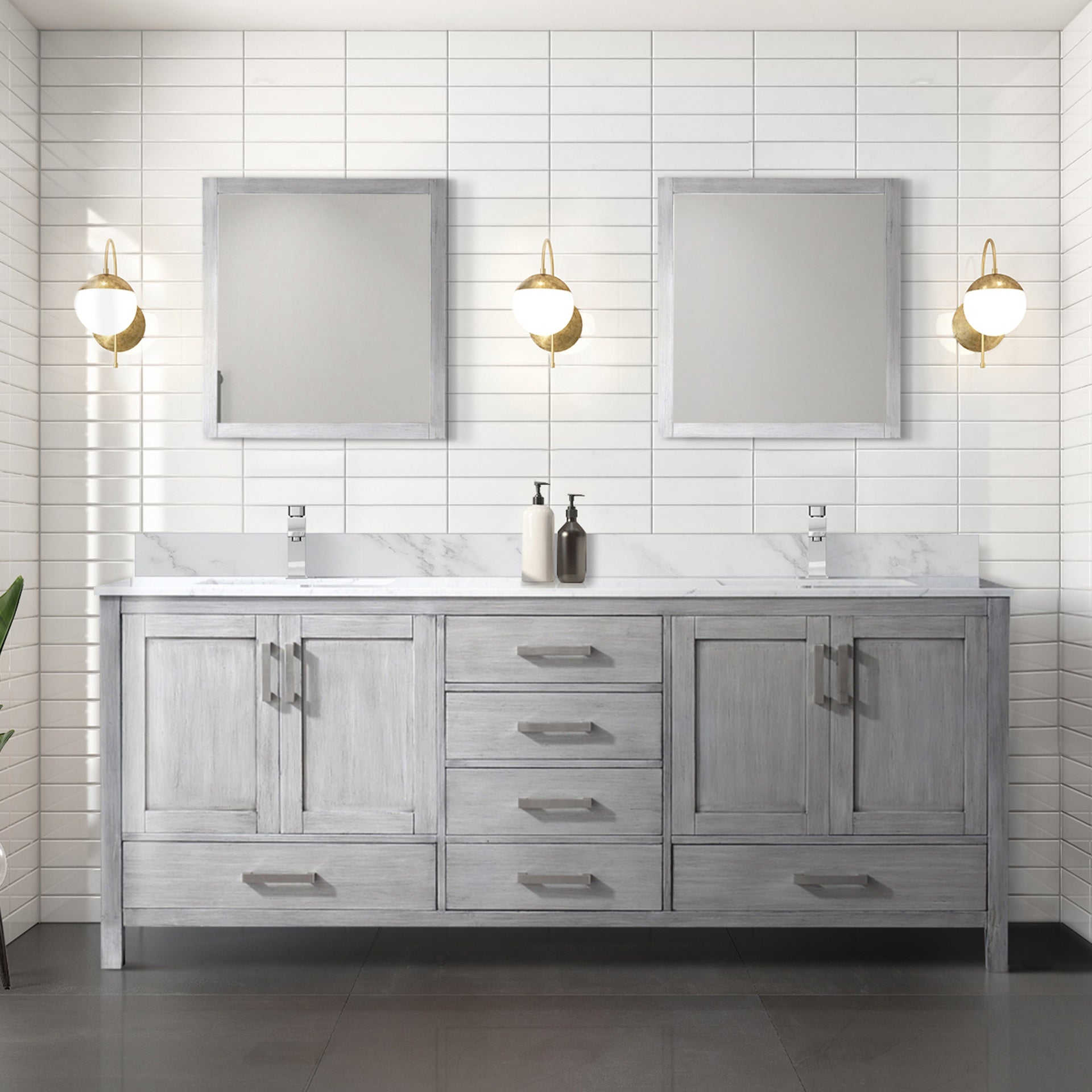 Distressed Grey Double Bath Vanity 80 in. W x 22 in. D