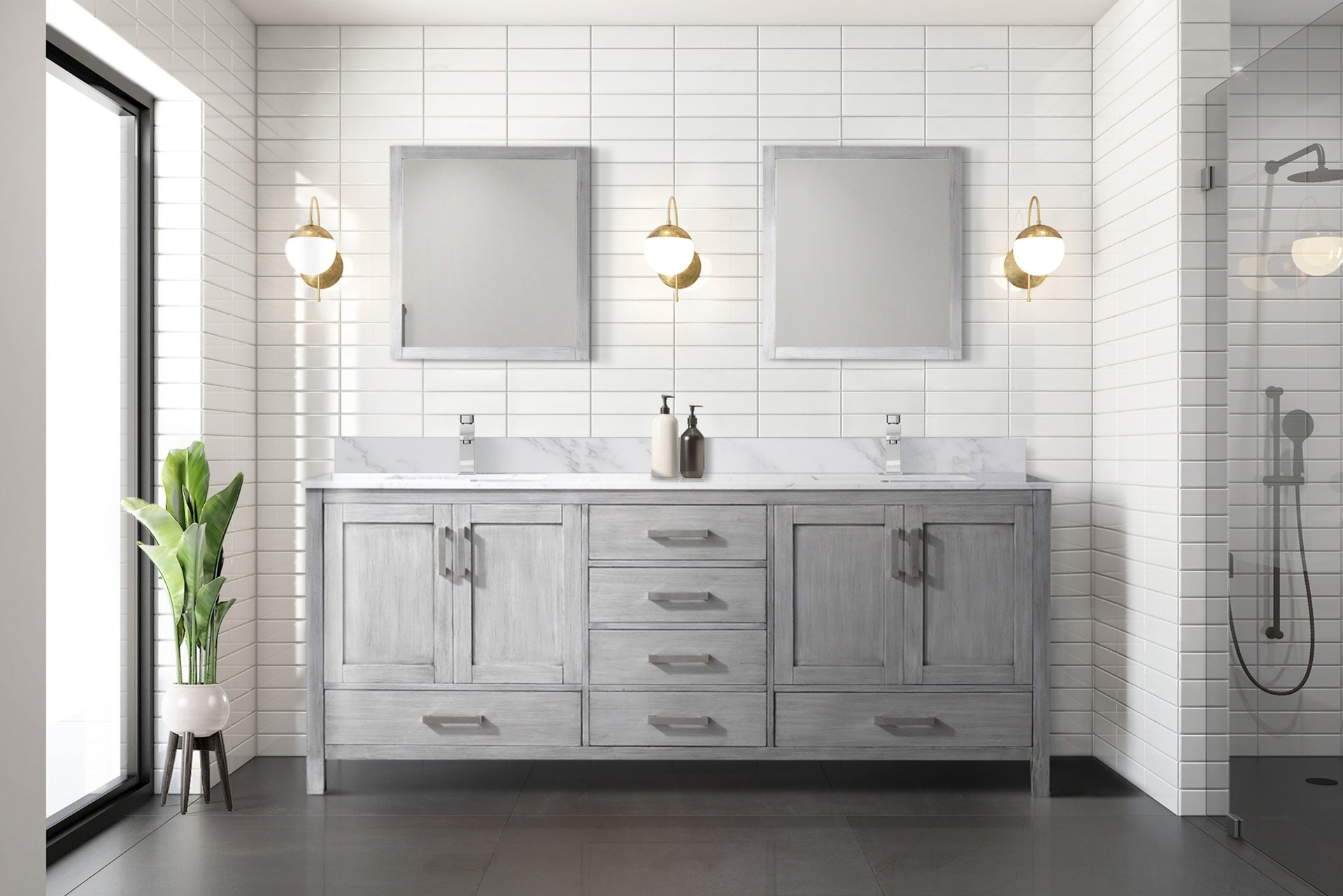 Distressed Grey Double Bath Vanity 80 in. W x 22 in. D