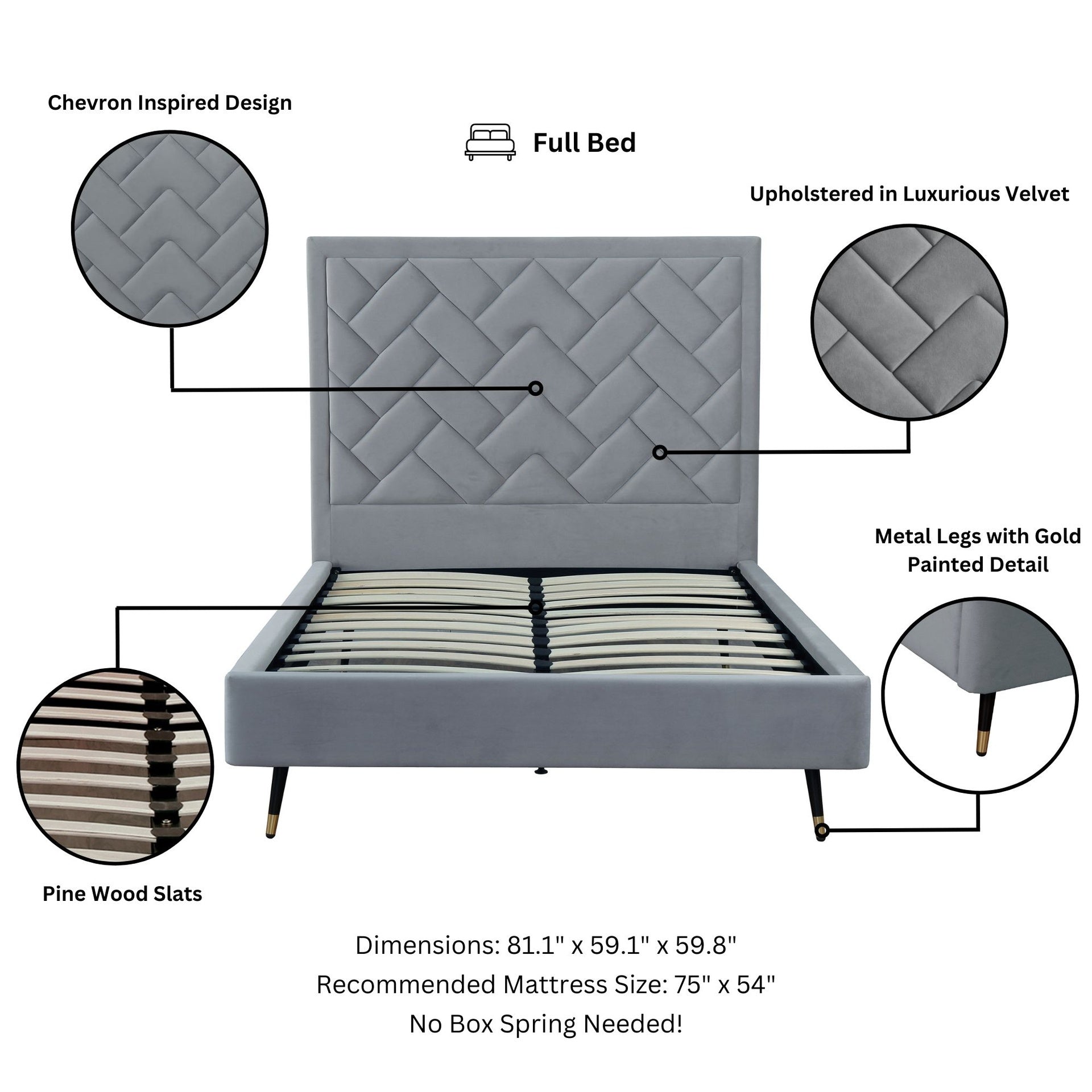 Full Bed in Gray