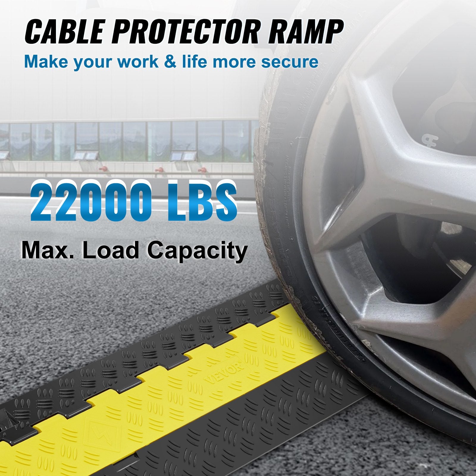 2 Channel Cable Protector Ramp 22000 lbs Load TPU Wire Cable Cover Ramp