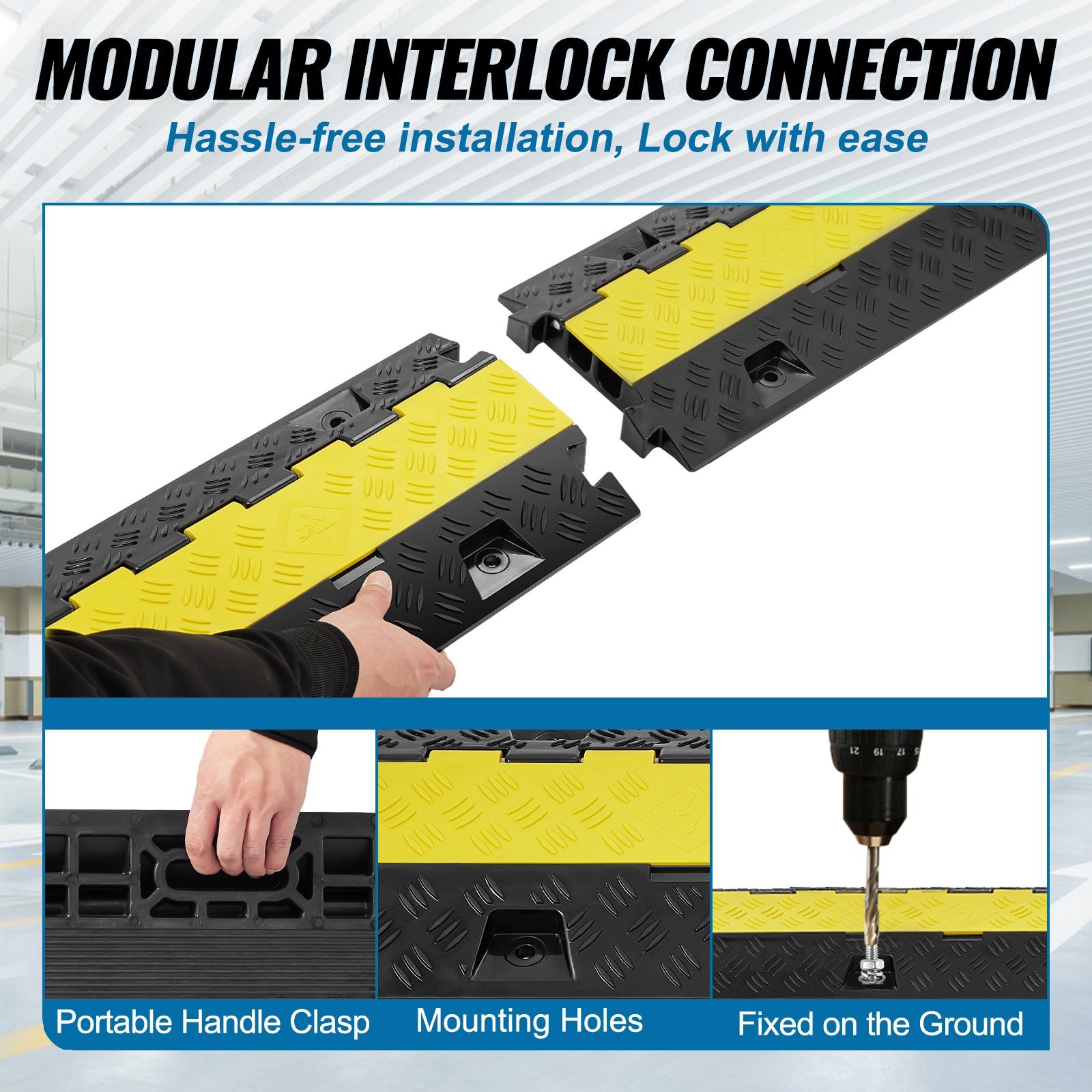 2 Channel Cable Protector Ramp 22000 lbs Load TPU Wire Cable Cover Ramp