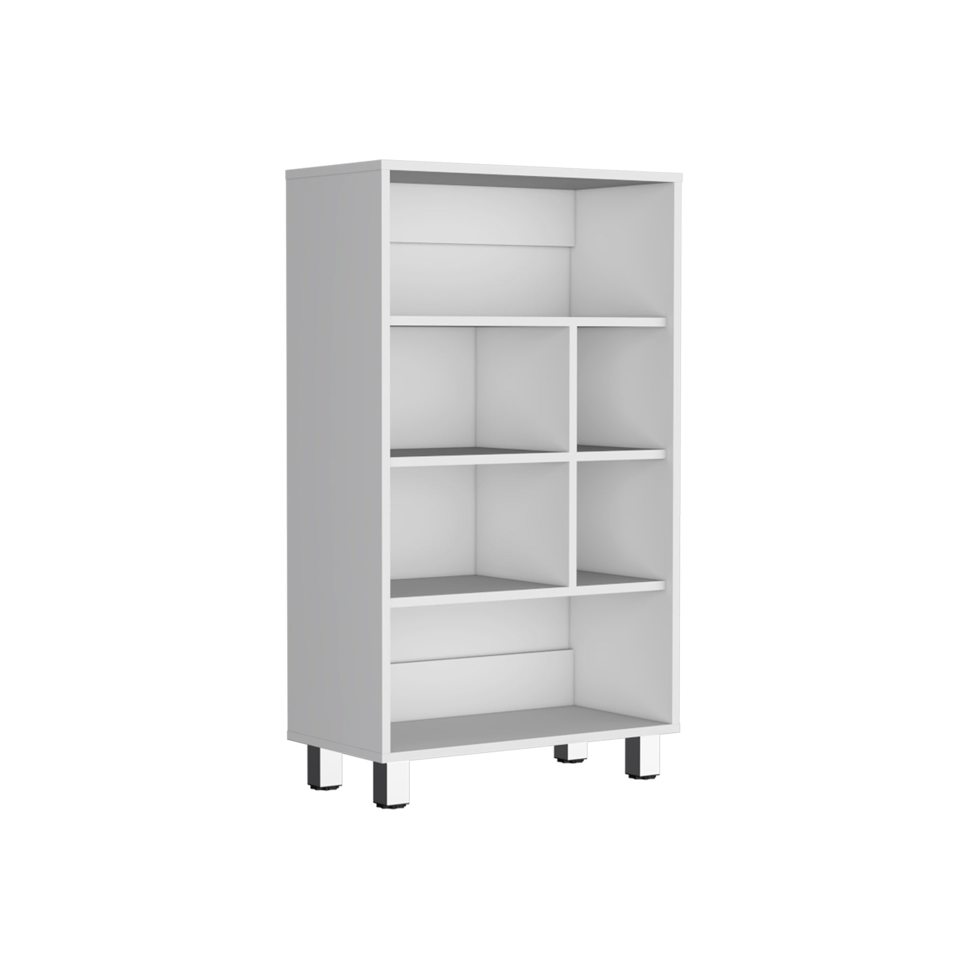 Bookcase 40.6" H, 6 shelves, 4 legs, White