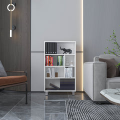 Bookcase 40.6" H, 6 shelves, 4 legs, White