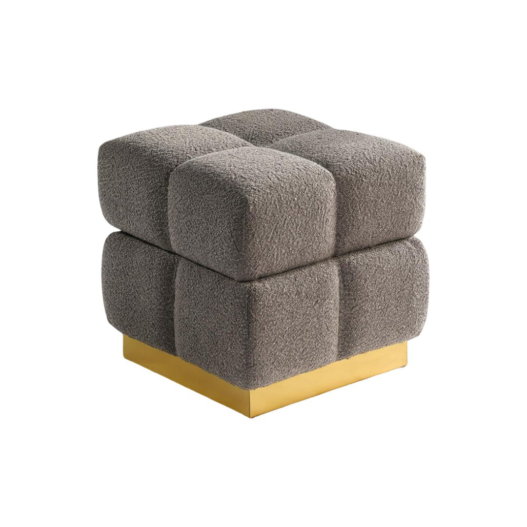 Contemporary Style Square Storage Stool Biscuit Tufting Storage Compartment Charcoal Finish Primary Living Room