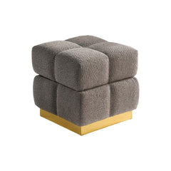 Contemporary Style Square Storage Stool Biscuit Tufting Storage Compartment Charcoal Finish Primary Living Room
