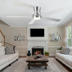 52" Brushed Nickel Lowe Profile Ceiling Fan with Light