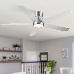 52" Brushed Nickel Lowe Profile Ceiling Fan with Light